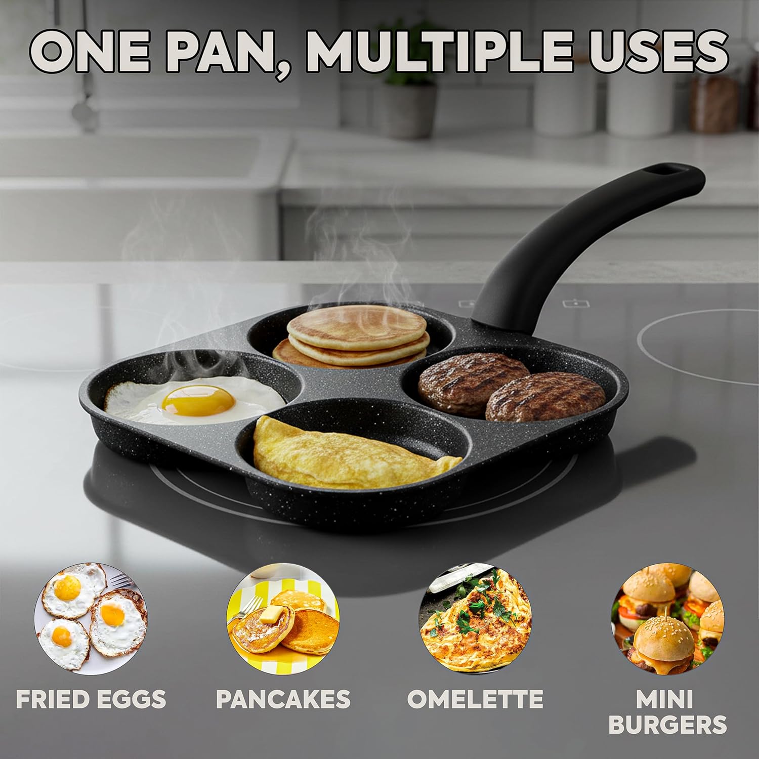 Electric Griddle Pancake - Panela Antiaderente para Fritar Ovos e
